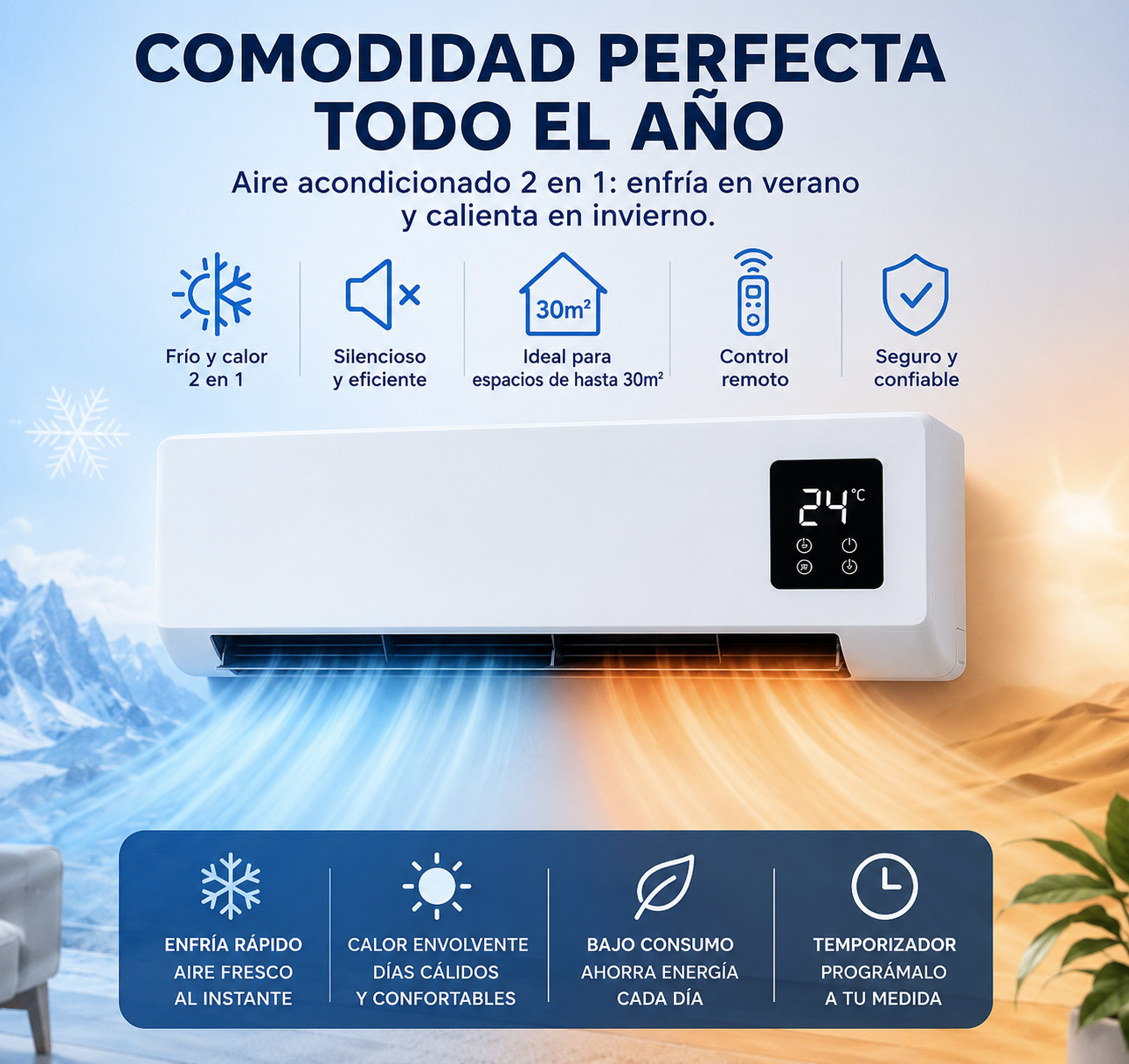 ULTIMAS UNIDADES - Aire Acondicionado 2 En 1 + ENVÍO GRATIS